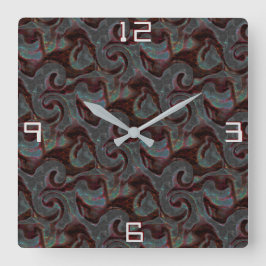 ダークカラーの彫刻されたスパイラルパーツとストローク スクエア壁時計