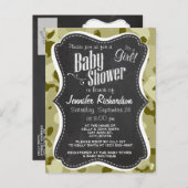 ダークカーキ迷彩柄;レトロシャルボードルック インビテーションポストカード (正面/裏面)