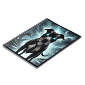 ダークガーディアン：催眠的な視線を持つブラックピットブル ノートブック (左側)