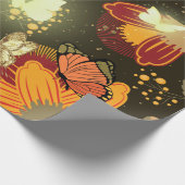 ダークガーデンの花と明るい蝶 ラッピングペーパー (角)