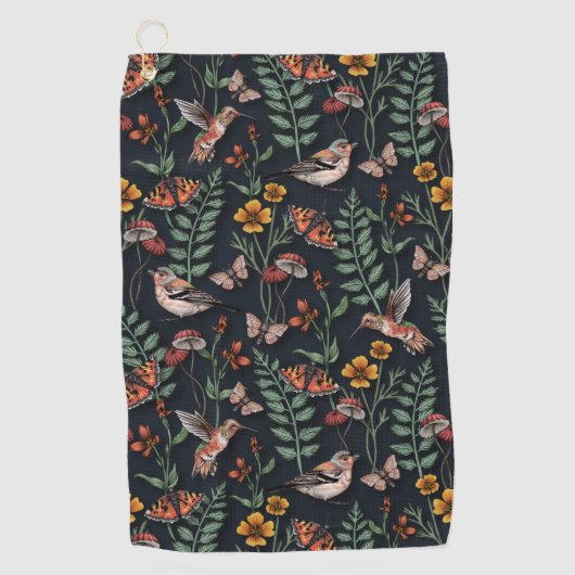 ダークガーデンバード&蝶 ゴルフタオル (正面)