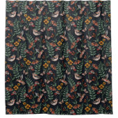 ダークガーデンバード&蝶 シャワーカーテン (正面)