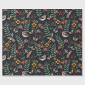 ダークガーデンバード&蝶 ラッピングペーパー (フラット)