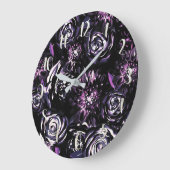 ダークガーデンビッチングパープルグラムフラワーズ ラージ壁時計 (傾斜)