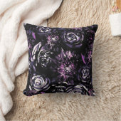 ダークガーデンビーチングパープルグラームの花 クッション (ブランケット)