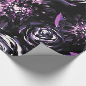 ダークガーデンビーチングパープルグラーム結婚フラワーズ ラッピングペーパー (角)