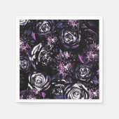 ダークガーデンビーチングパープルフラワーズパーティー スタンダードカクテルナプキン (正面)