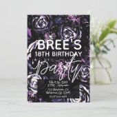ダークガーデンビーチングパープルフラワーズパーティー 招待状 (スタンド正面)