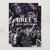 ダークガーデンビーチングパープルフラワーズパーティー 招待状 (正面/裏面)