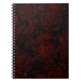 ダークガーデンレッドロマンチックな花ゴシック様式のガラス ノートブック (正面)