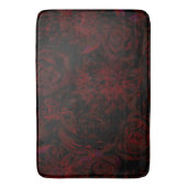 ダークガーデンレッドロマンチックな花ゴシック様式のガラス バスマット (正面縦)