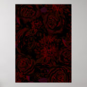 ダークガーデンレッドロマンチックな花ゴシック様式のガラス ポスター (正面)