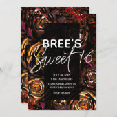 ダークガーデン秋の花秋スウィート16パーティー 招待状 (正面/裏面)