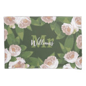 ダークガーデン調和:カメリアと緑 枕カバー (正面左)