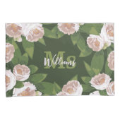 ダークガーデン調和:カメリアと緑 枕カバー (正面右)