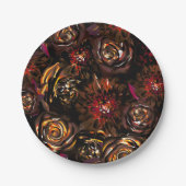 ダークガーデン オータムグロー フラワーズ フォール ウェディング ペーパープレート (正面)