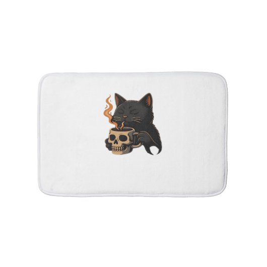 ダークキャットコーヒー(スカルマグカップTシャツ付) バスマット (正面)