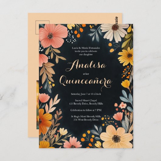 ダークキンセニェラの水彩フローラカスタム写真 ポストカード (正面/裏面)