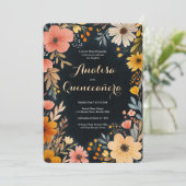 ダークキンセニェラの水彩フローラカスタム写真 招待状 (スタンド正面)