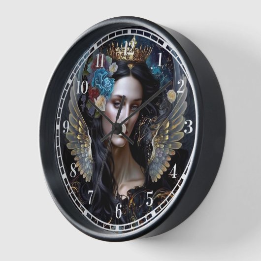 ダーククイーンエンジェルファンタジーアート 壁時計 (傾斜)