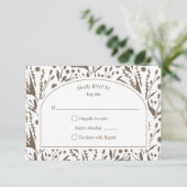 ダーククラシックエレガントトープの植物学結婚科 出欠カード (スタンド正面)