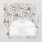 ダーククラシックエレガントトープの植物学結婚科 出欠カード (正面/裏面)