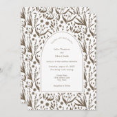 ダーククラシックエレガントトープの植物学結婚科 招待状 (正面/裏面)