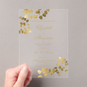 ダーククラシックグリーン金ゴールドユーカリ優雅な結婚式 アクリル招待状 (インサイチュ (ポータブル))