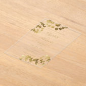 ダーククラシックグリーン金ゴールドユーカリ優雅な結婚式 アクリル招待状 (レイダウン)