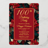 ダーククリスマスホリデーフローラ100thバースデーパーティー 箔招待状 (正面)