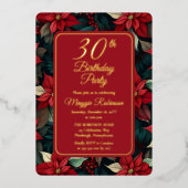 ダーククリスマスホリデーフローラ30th誕生日パーティー 箔招待状 (正面)