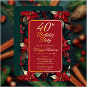 ダーククリスマスホリデーフローラ40th誕生日パーティー 箔招待状