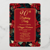 ダーククリスマスホリデーフローラ90thバースデーパーティー 箔招待状 (正面)