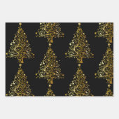 ダーククリスマスユール（キリスト降誕祭）至金ゴールドとブラック3 ラッピングペーパーシート (正面2)