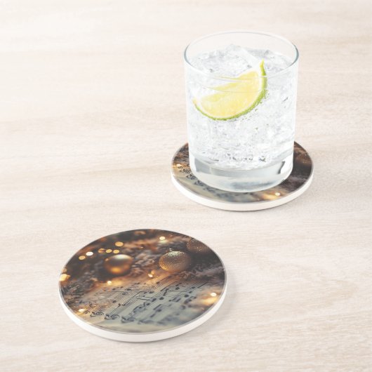 ダーククリ素朴スマスミュージカルノートのラウンド コースター (側面)