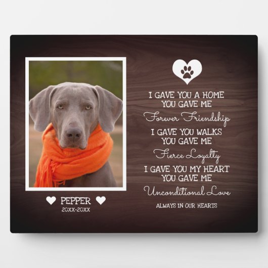 ダーククルミの木の家族ペット写真記念碑 フォトプラーク (正面)