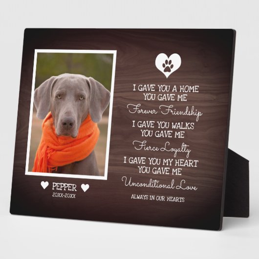 ダーククルミの木の家族ペット写真記念碑 フォトプラーク (側面)