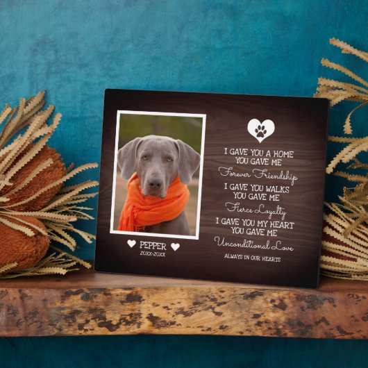 ダーククルミの木の家族ペット写真記念碑 フォトプラーク (側面)