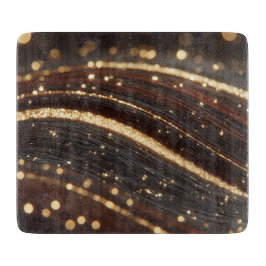 ダーククルミの木目ときらめく金ゴールド川 カッティングボード