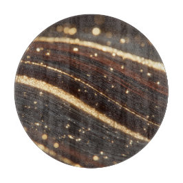 ダーククルミの木目ときらめく金ゴールド川 カッティングボード