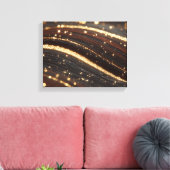 ダーククルミの木目ときらめく金ゴールド川 キャンバスプリント (インサイチュ (リビング))