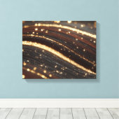 ダーククルミの木目ときらめく金ゴールド川 キャンバスプリント (インサイチュ (ウッドフロア))