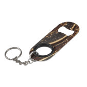 ダーククルミの木目ときらめく金ゴールド川 キーホルダー栓抜き (正面アングル)