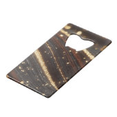 ダーククルミの木目ときらめく金ゴールド川 クレジットカード栓抜き (正面アングル)