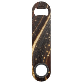 ダーククルミの木目ときらめく金ゴールド川 スピード栓抜き