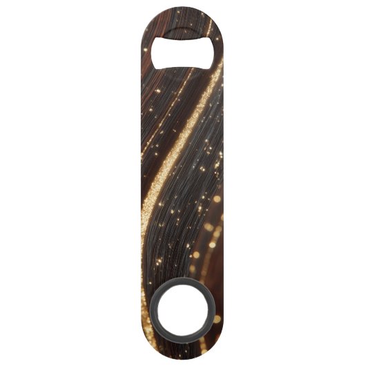 ダーククルミの木目ときらめく金ゴールド川 スピード栓抜き (正面)