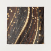 ダーククルミの木目ときらめく金ゴールド川 タペストリー (正面(横))