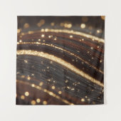 ダーククルミの木目ときらめく金ゴールド川 タペストリー (正面)