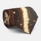 ダーククルミの木目ときらめく金ゴールド川 ネクタイ (ロール)