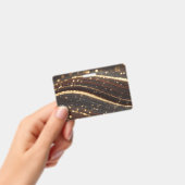 ダーククルミの木目ときらめく金ゴールド川 バッジ (手持ち)